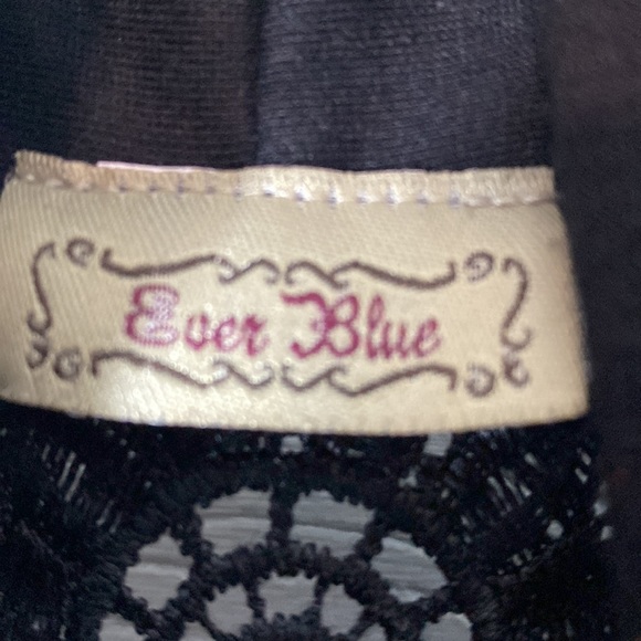 Ever Blue Open Front Cardigan Black Crochet   Design Coverup Short Sleeves - Picture 5 of 6